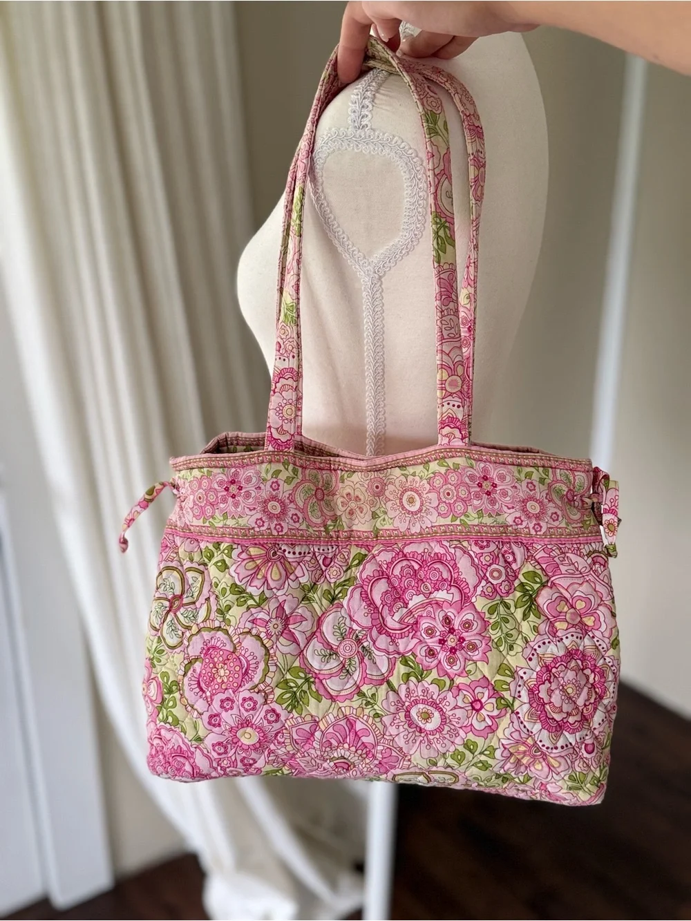 Rare Vintage Vera Bradley Pink Petal Tote Bag & Accessory Set Quilted Florals